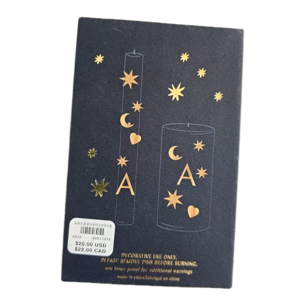 NIB Anthropologie‎ Candle Charms Set - Letter M  Moon Stars Heart Crystals